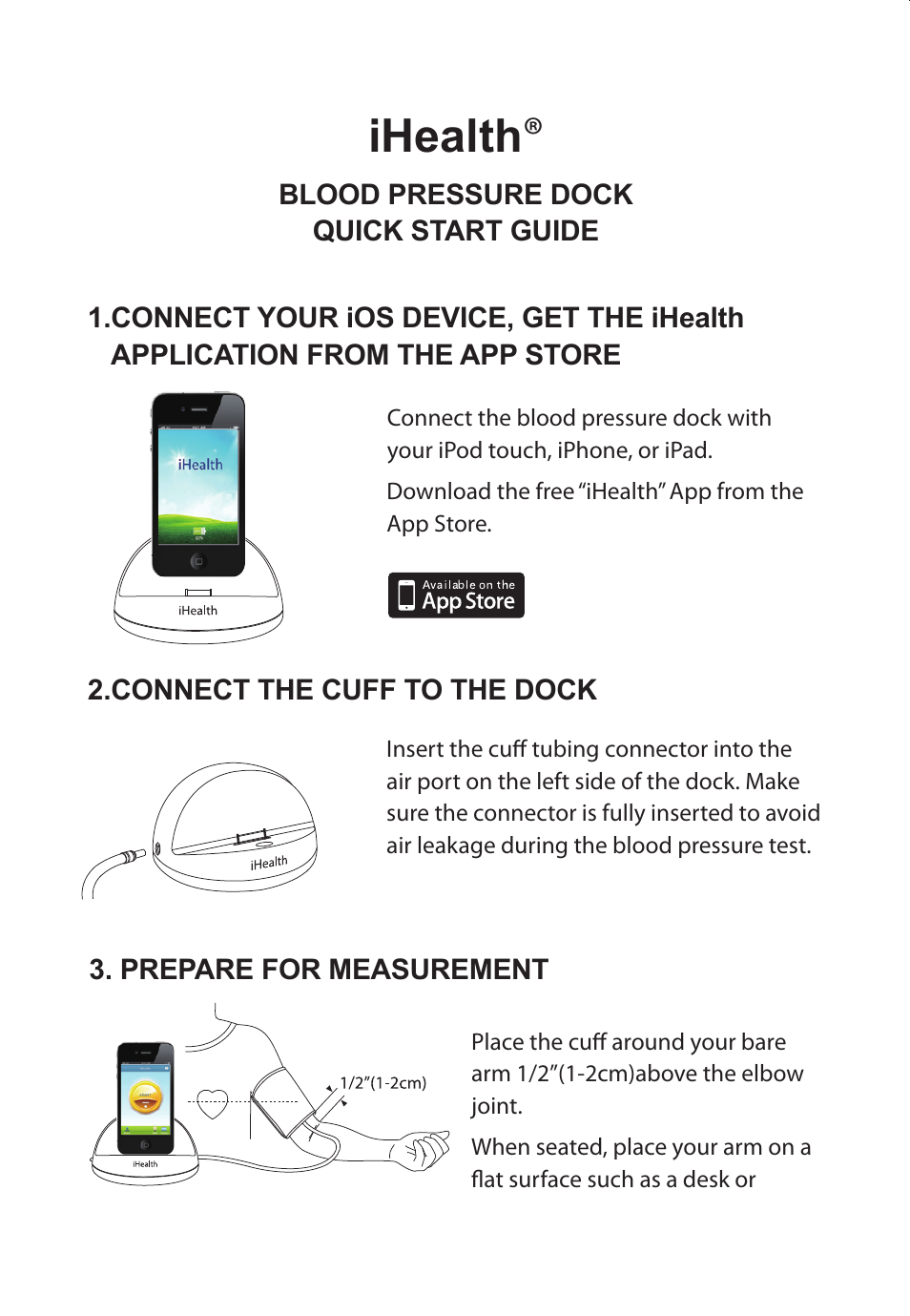 iHealth Blood Pressure Dock User Manual | 2 pages