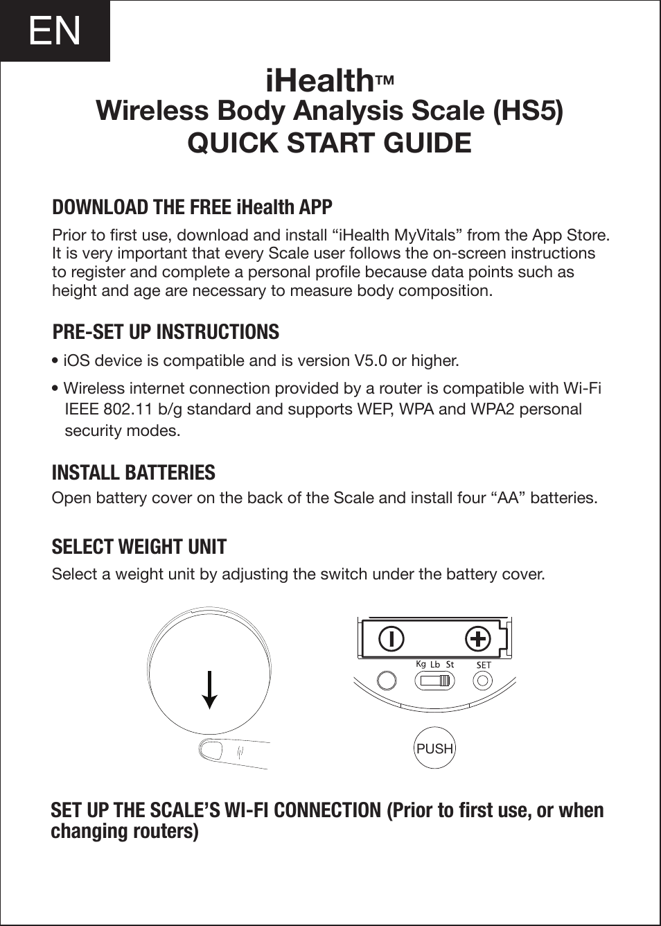 iHealth Wireless Body Analysis Scale User Manual | 4 pages