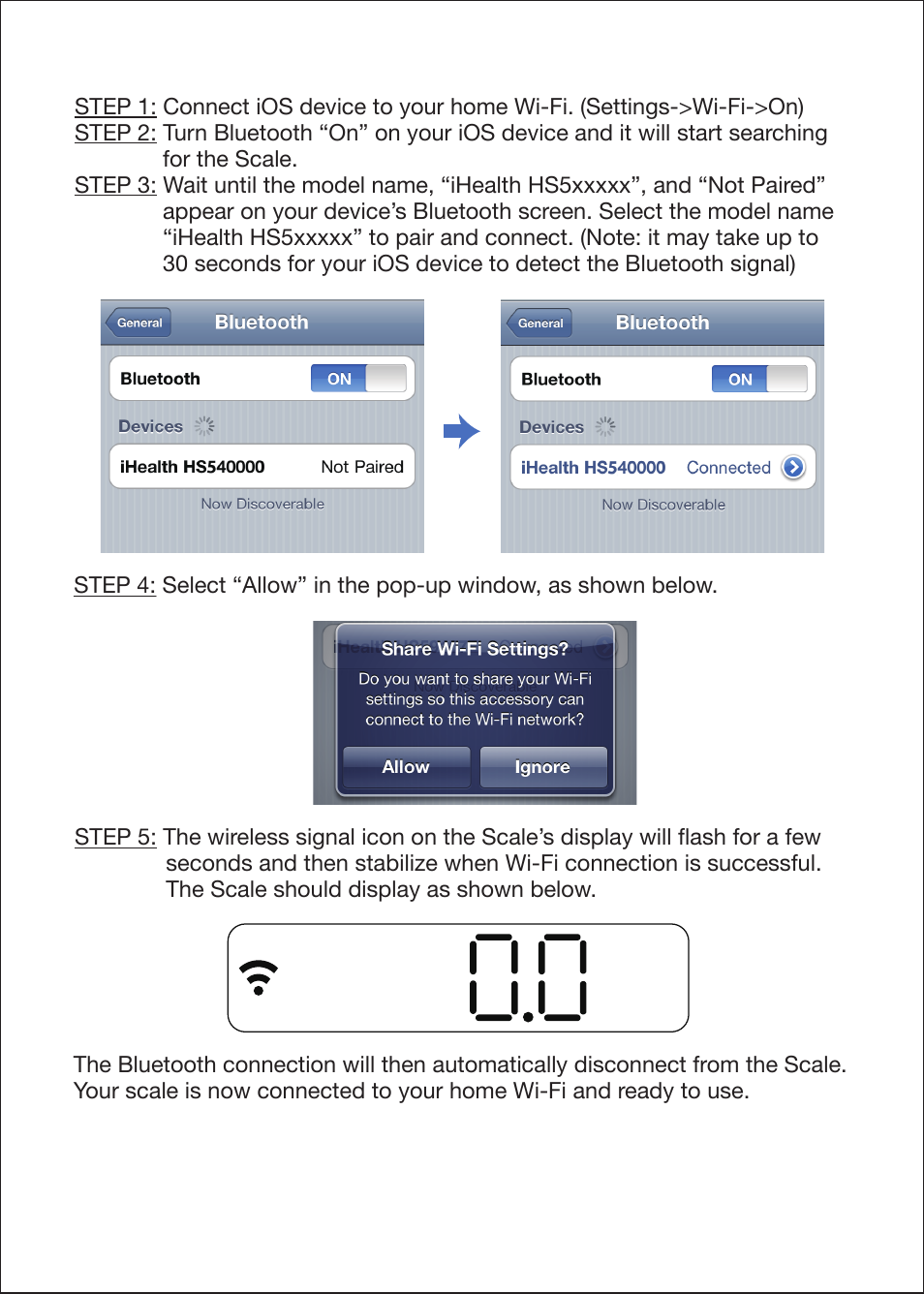iHealth Wireless Body Analysis Scale User Manual | Page 2 / 4