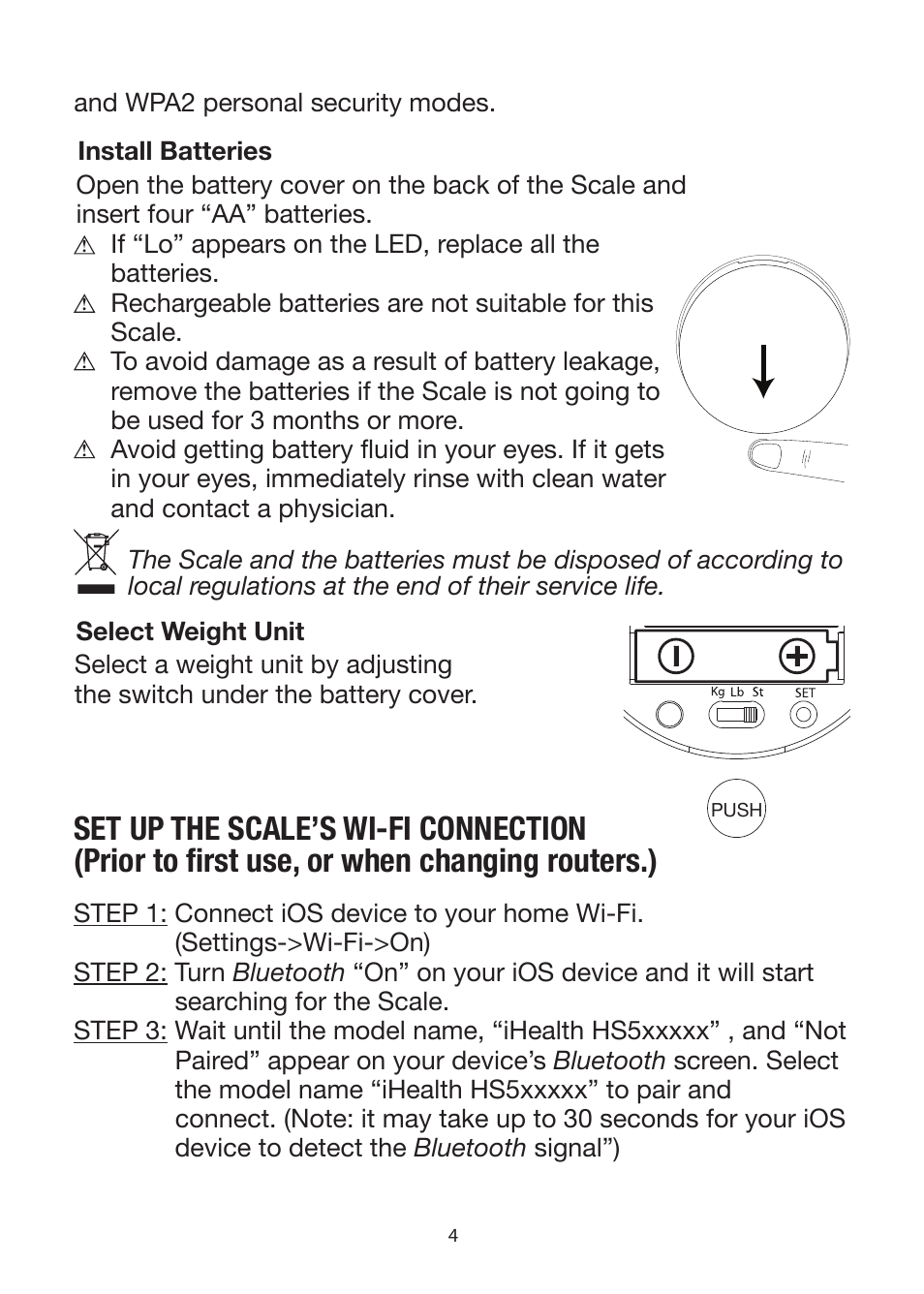 iHealth Wireless Body Analysis Scale User Manual | Page 6 / 15