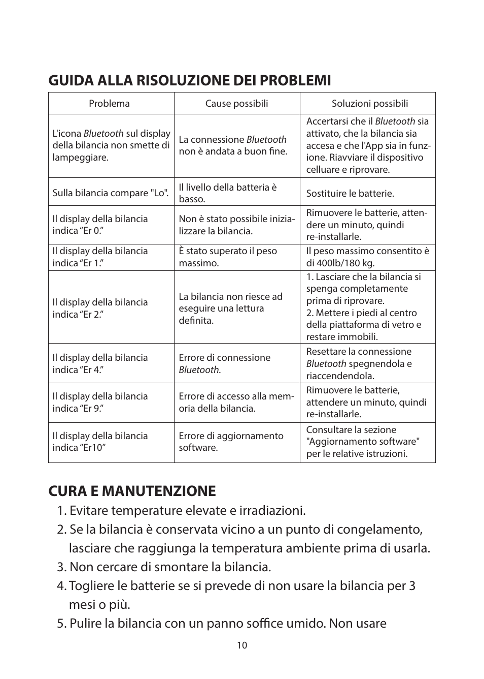 Benvenuti, Contenuto della confezione, Compatibilità con dispositivi mobili | App mobile, Accesso ad ihealth cloud, Uso della bilancia wireless lite ihealth, Gestione e uso della bilancia, Aggiornamenti software, Specifiche tecniche del prodotto, Informazioni di sicurezza | iHealth Lite User Manual | Page 34 / 72