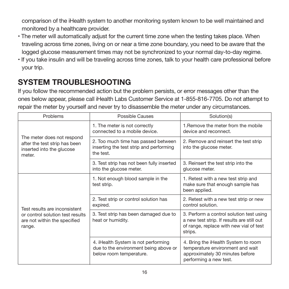 System troubleshooting | iHealth Align User Manual | Page 18 / 24