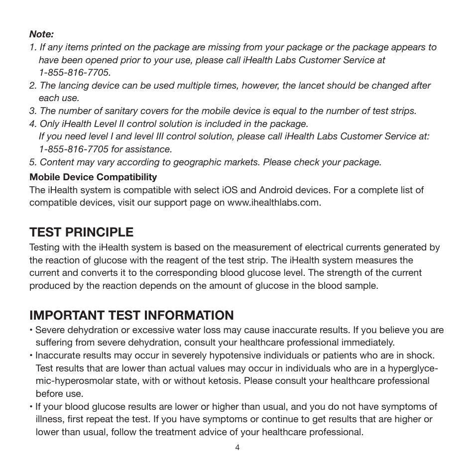 Test principle, Important test information | iHealth Align User Manual | Page 6 / 24