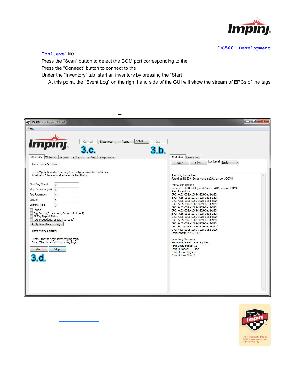 Indy rs500 development kit quick start guide | Impinj RS500 User Manual | Page 2 / 2