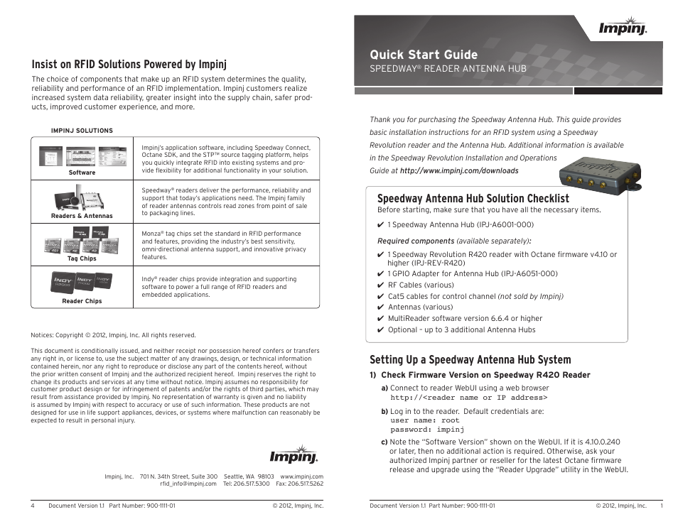 Impinj Antenna Hub User Manual | 2 pages