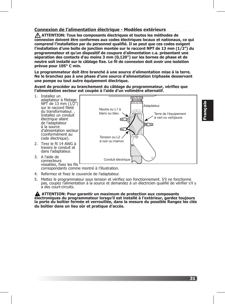 Fr ançais | Irritrol Rain Dial R User Manual | Page 31 / 36