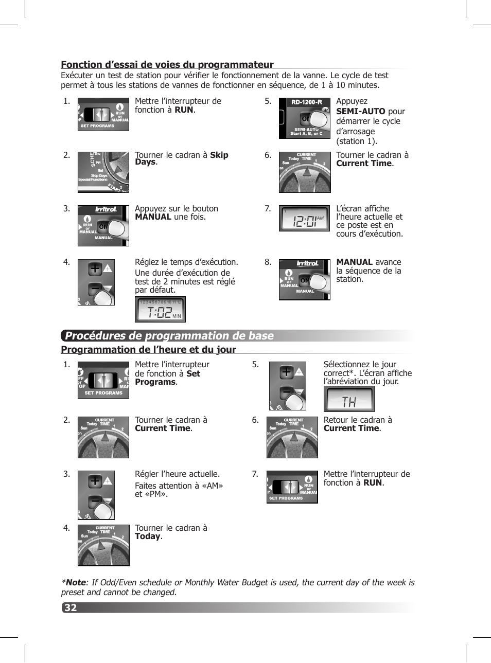 Procédures de programmation de base | Irritrol Rain Dial R User Manual | Page 32 / 36