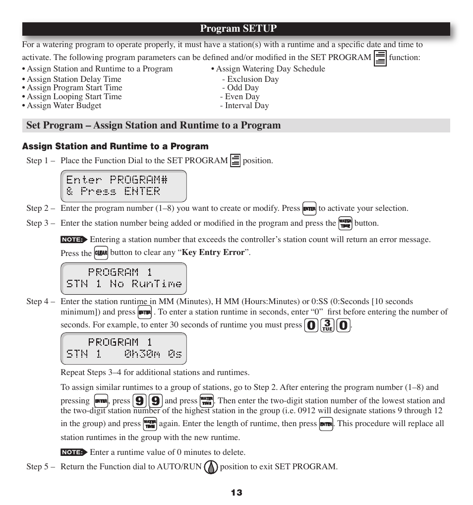 Program setup | Irritrol MC-E User Manual | Page 13 / 40