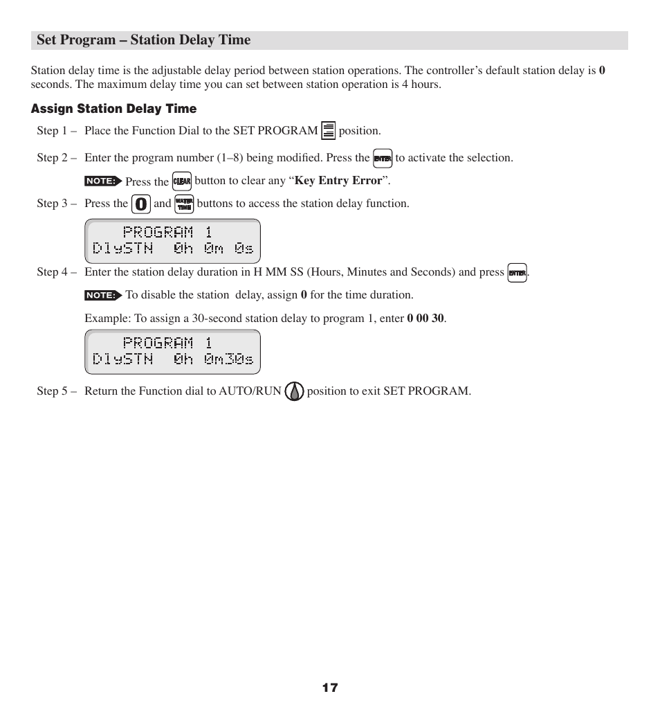 Set program – station delay time | Irritrol MC-E User Manual | Page 17 / 40