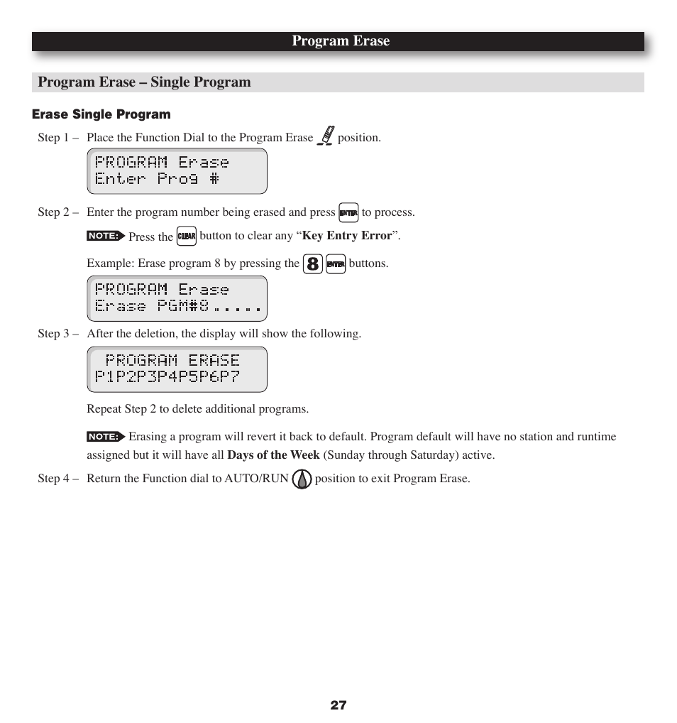 Program erase program erase – single program | Irritrol MC-E User Manual | Page 27 / 40