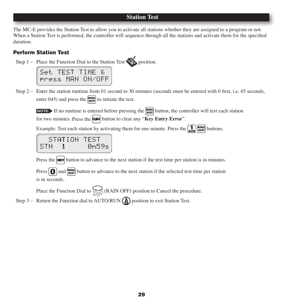 Station test | Irritrol MC-E User Manual | Page 29 / 40