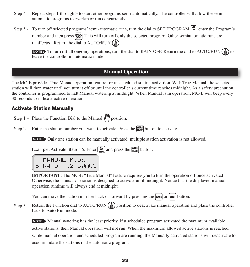 Manual operation | Irritrol MC-E User Manual | Page 33 / 40