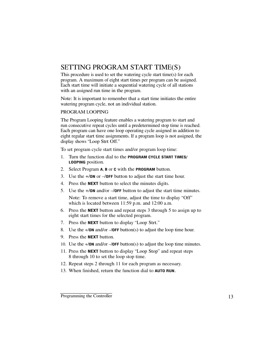 Setting program start time(s) | Irritrol IBOC-Plus User Manual | Page 15 / 28