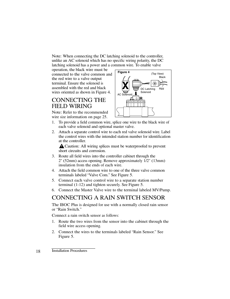 Connecting the field wiring, Connecting a rain switch sensor | Irritrol IBOC-Plus User Manual | Page 20 / 28