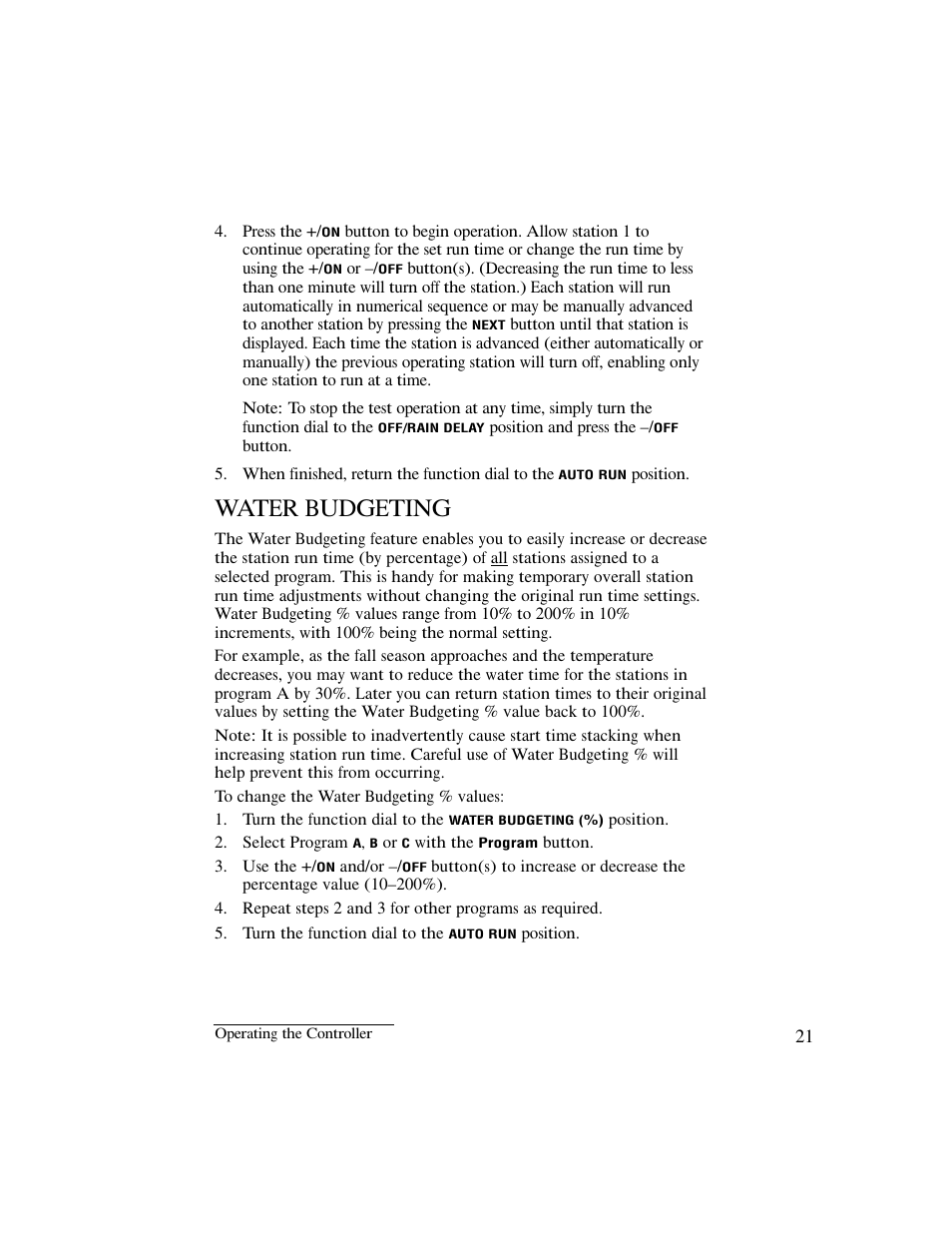 Water budgeting | Irritrol IBOC-Plus User Manual | Page 23 / 28