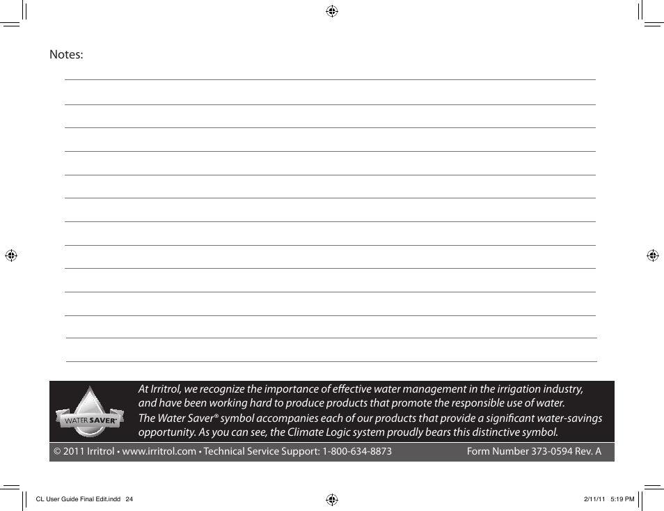 Irritrol Climate Logic User Manual | Page 24 / 24