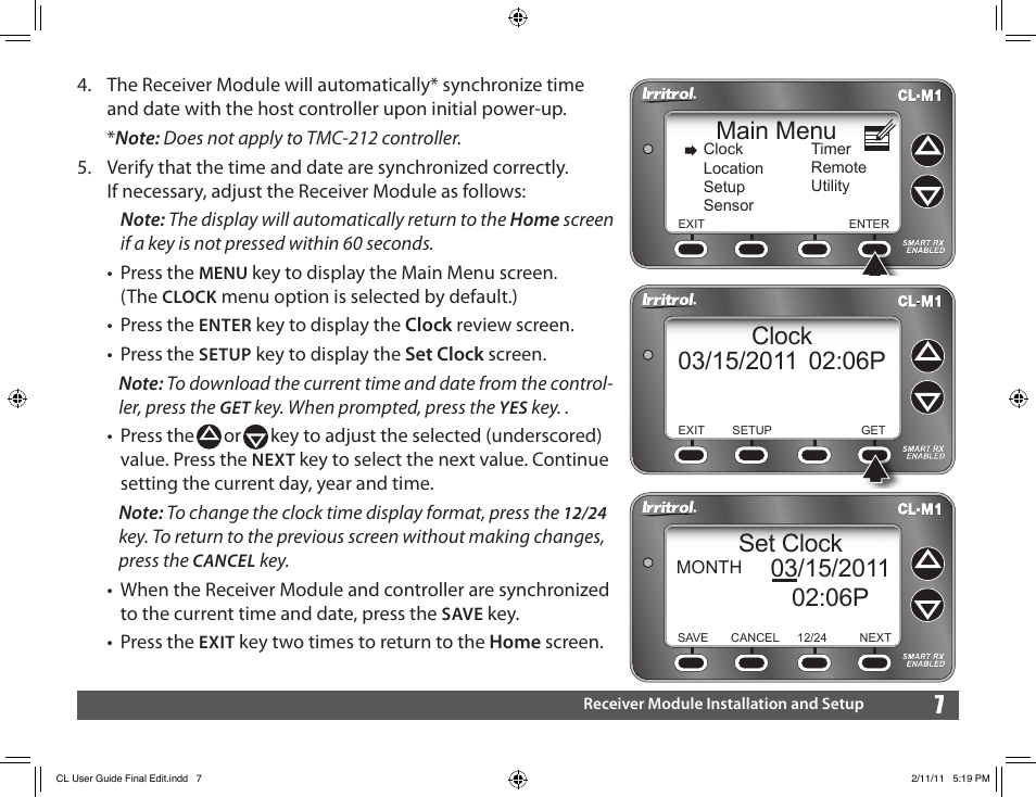Main menu | Irritrol Climate Logic User Manual | Page 7 / 24