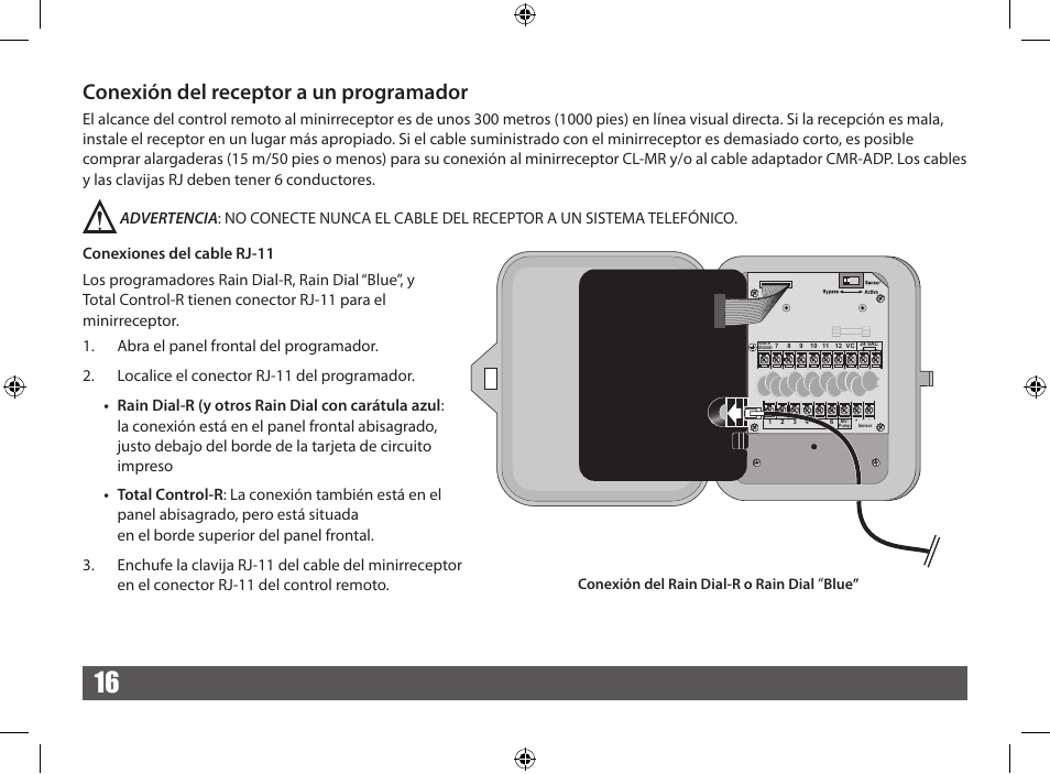 Conexión del receptor a un programador | Irritrol CRR User Manual | Page 16 / 36