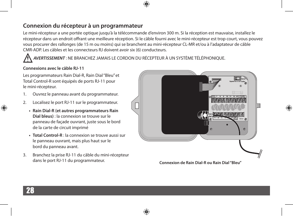 Connexion du récepteur à un programmateur | Irritrol CRR User Manual | Page 28 / 36
