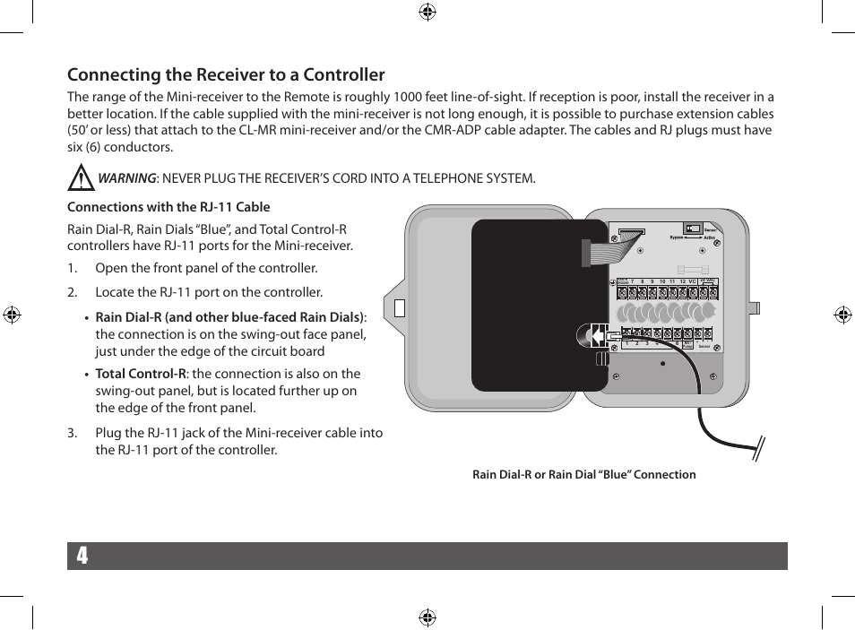 Connecting the receiver to a controller | Irritrol CRR User Manual | Page 4 / 36