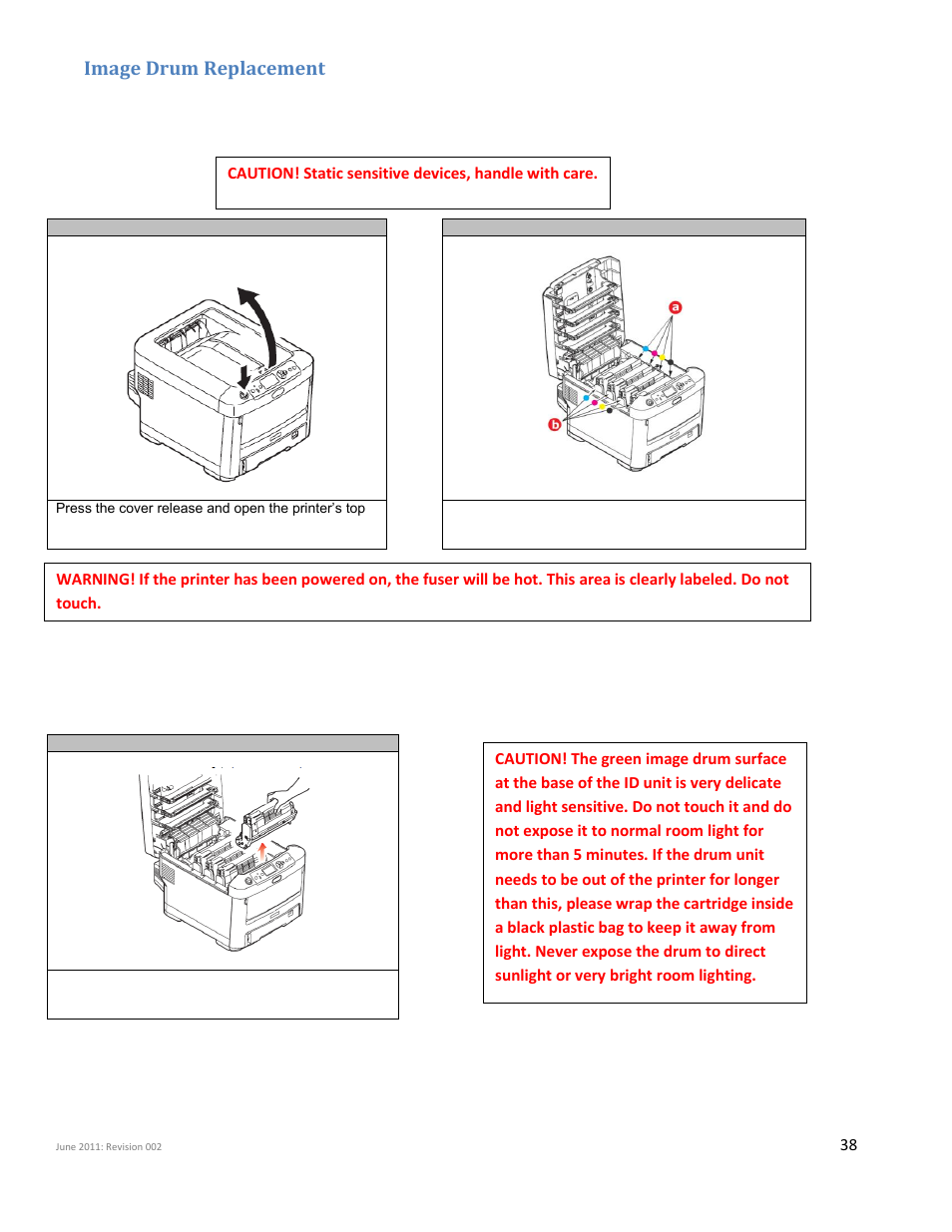 Image drum replacement | iSys iTerra Elite II Color LED Plotter User Manual | Page 38 / 43