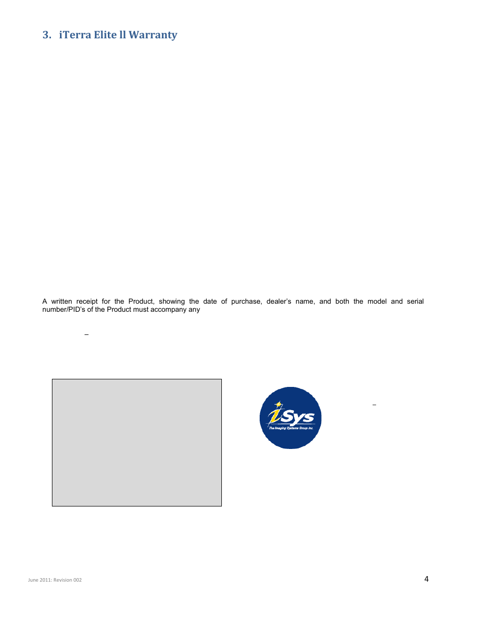 Iterra elite ll warranty | iSys iTerra Elite II Color LED Plotter User Manual | Page 4 / 43