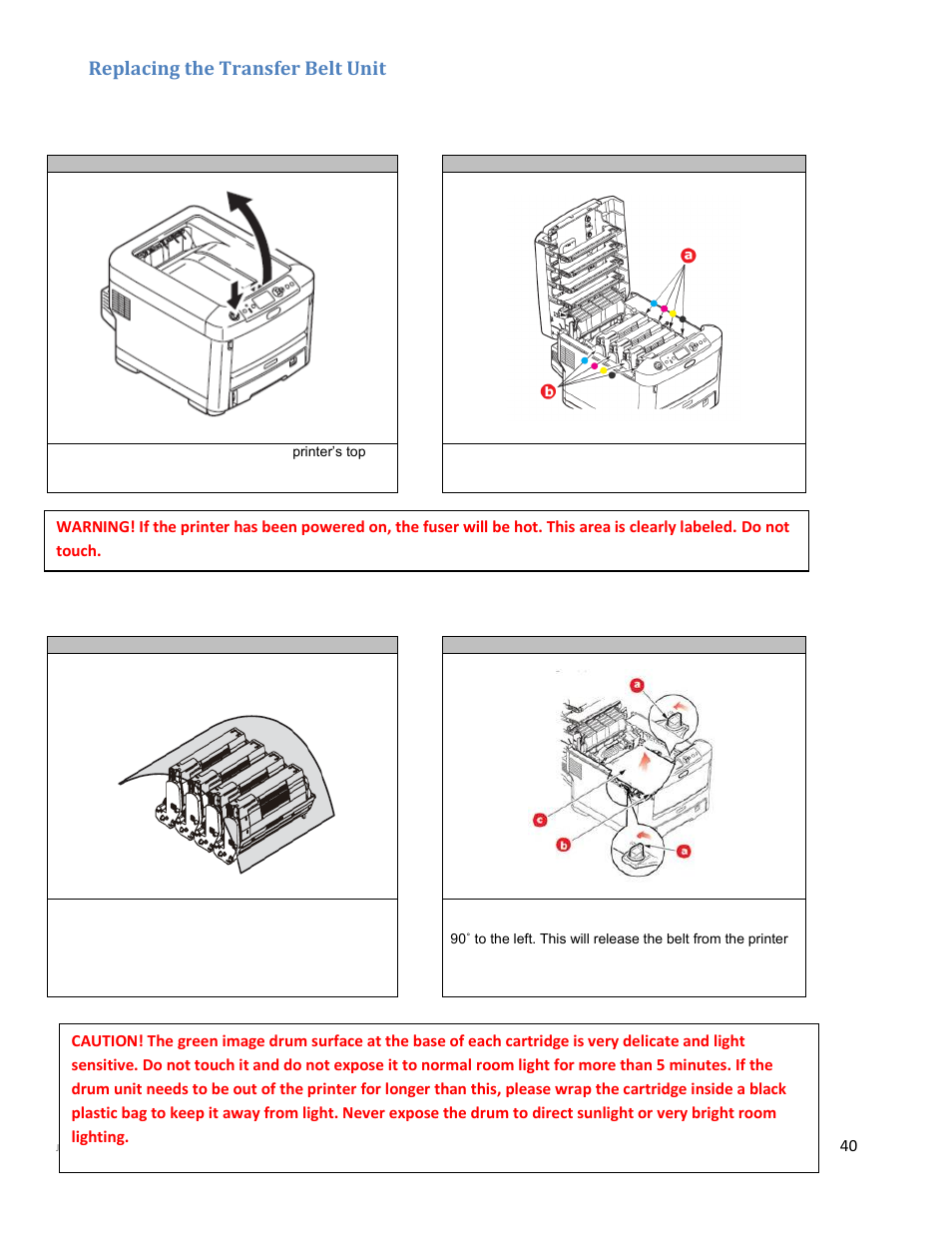 Replacing the transfer belt unit | iSys iTerra Elite II Color LED Plotter User Manual | Page 40 / 43