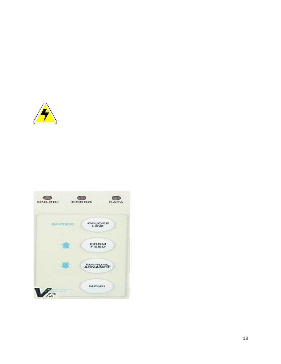 Operation, 1 power supply precautions, 2 using the control panel | iSys V12 Thermal Printer User Manual | Page 18 / 96
