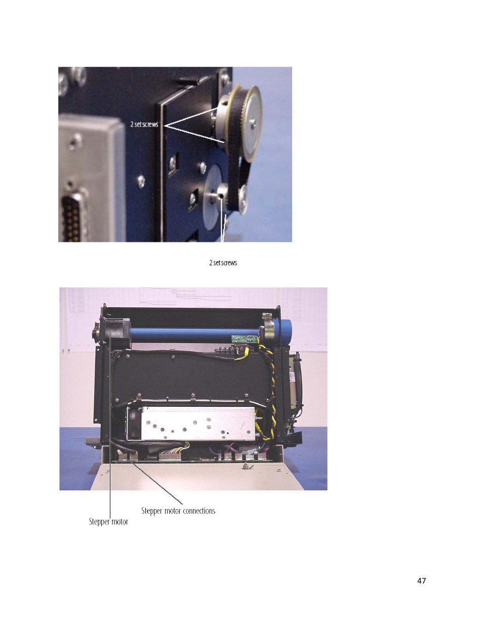 Figure 7-13. gears and belt, Figure 7-14. bottom view (panels removed) | iSys V12 Thermal Printer User Manual | Page 47 / 96