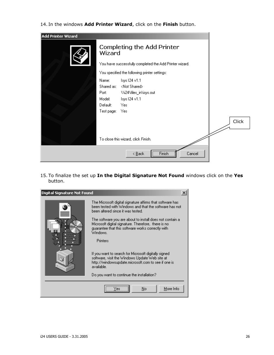 iSys i24 Direct Imaging Printer User Manual | Page 27 / 31