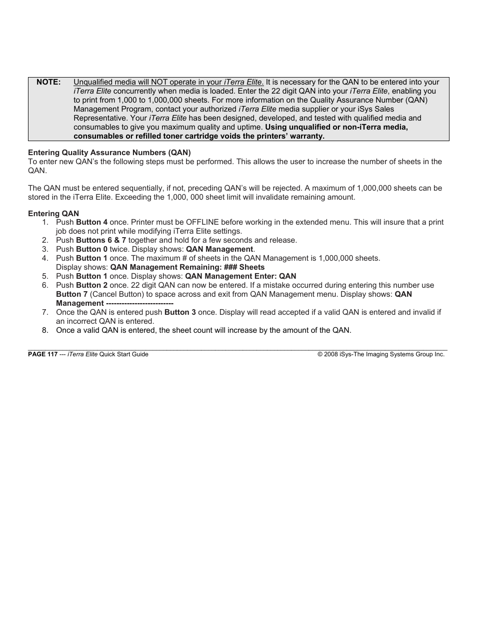 iSys iTerra Elite Color LED Printer User Manual | Page 117 / 119
