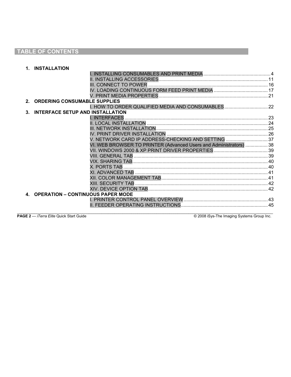 iSys iTerra Elite Color LED Printer User Manual | Page 2 / 119