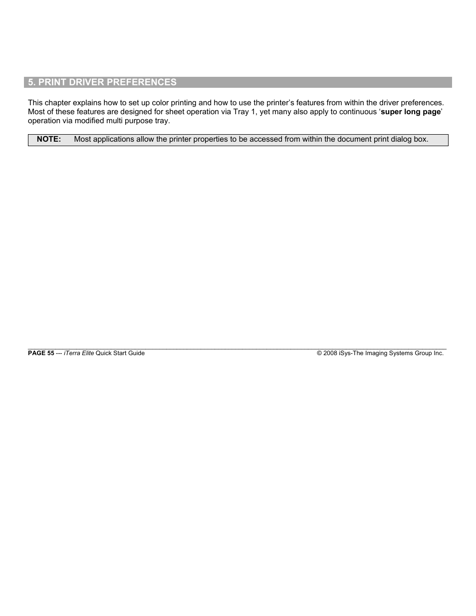 Print driver preferences | iSys iTerra Elite Color LED Printer User Manual | Page 55 / 119