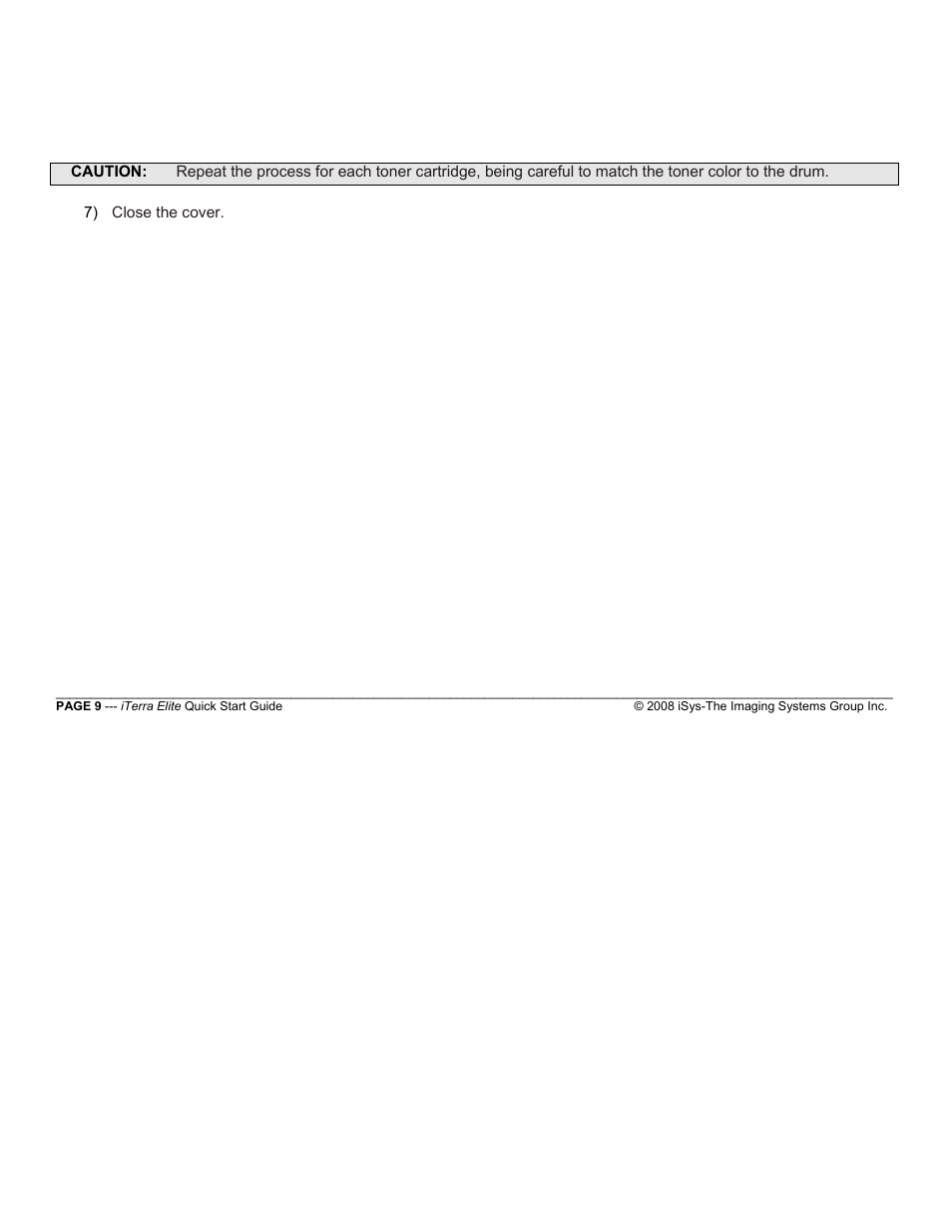 iSys iTerra Elite Color LED Printer User Manual | Page 9 / 119