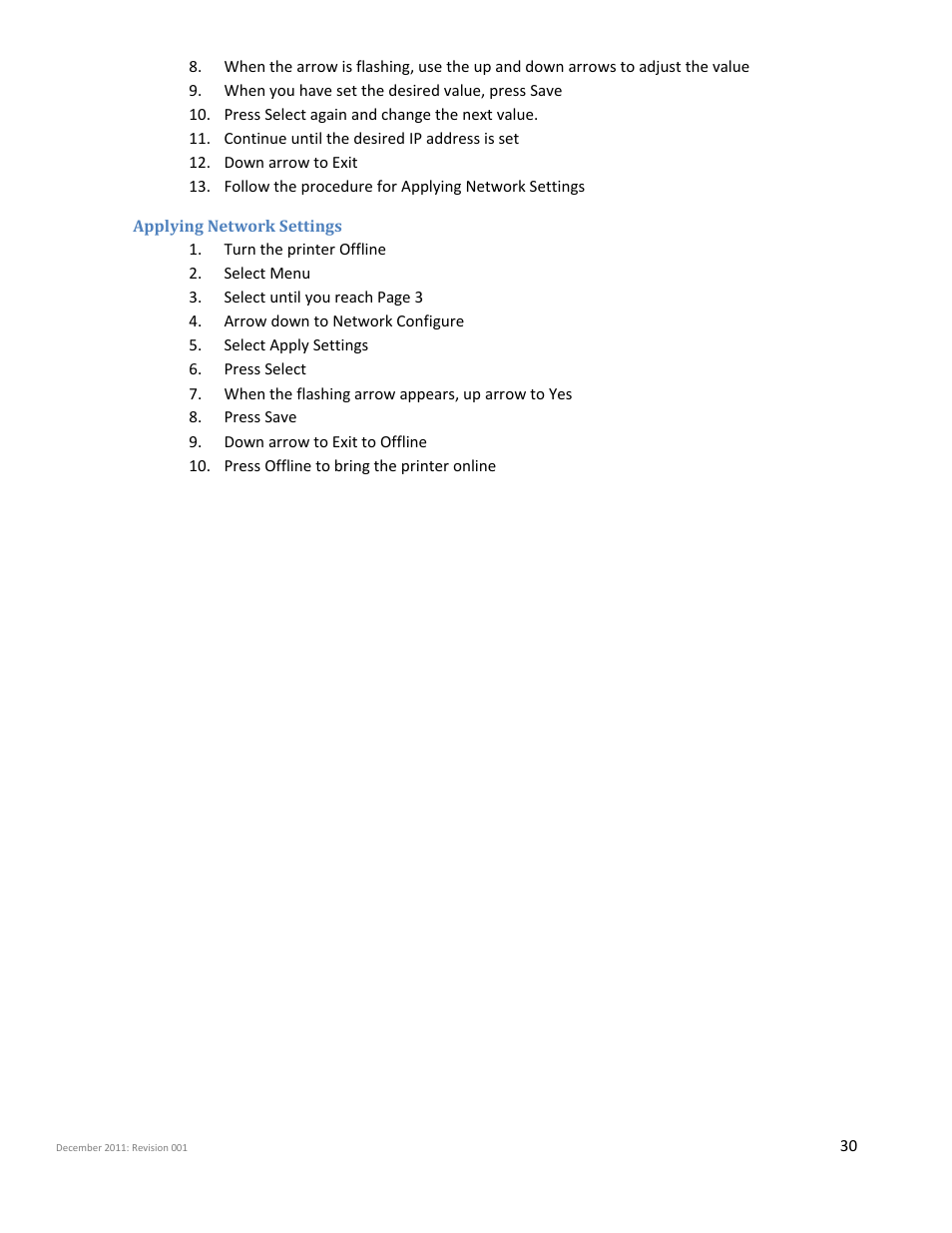 Applying network settings | iSys Iterra Mi875 User Manual | Page 30 / 43