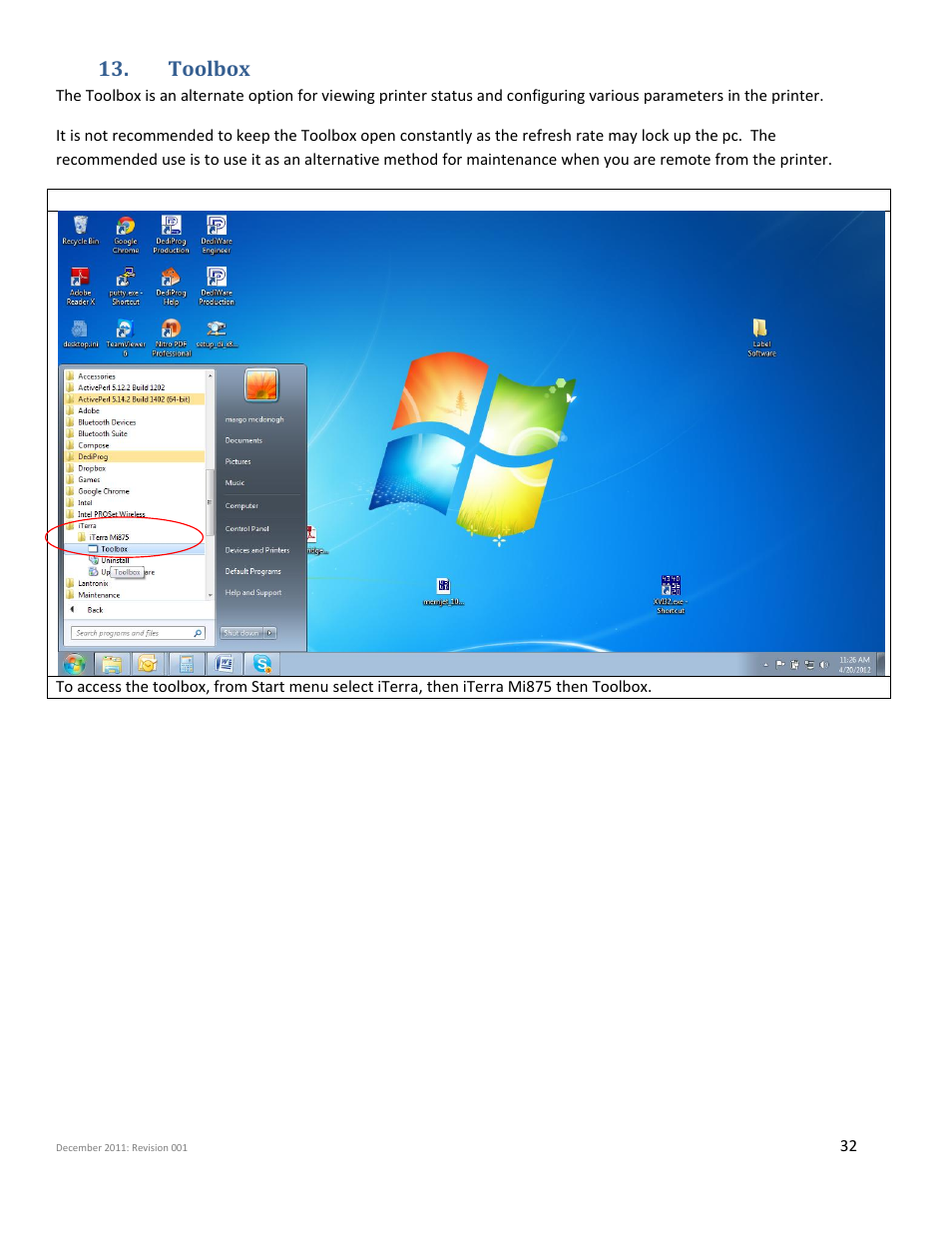 Toolbox | iSys Iterra Mi875 User Manual | Page 32 / 43