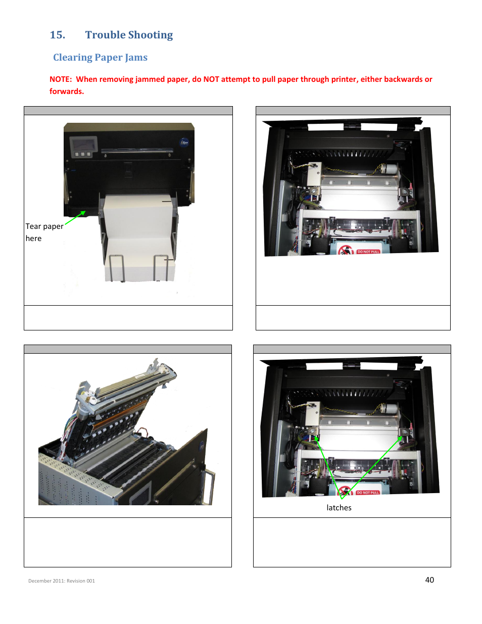 Trouble shooting, Clearing paper jams | iSys Iterra Mi875 User Manual | Page 40 / 43