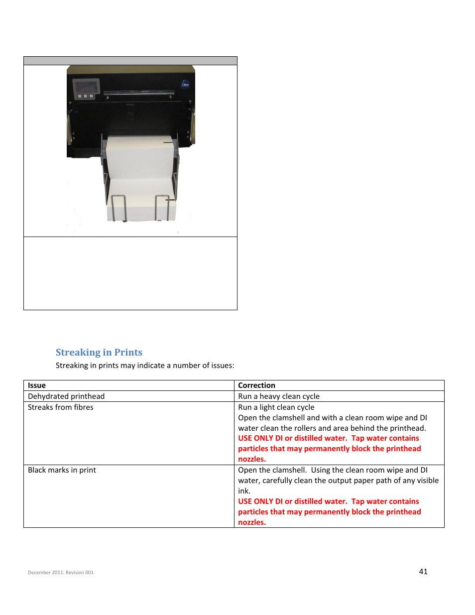 Streaking in prints | iSys Iterra Mi875 User Manual | Page 41 / 43