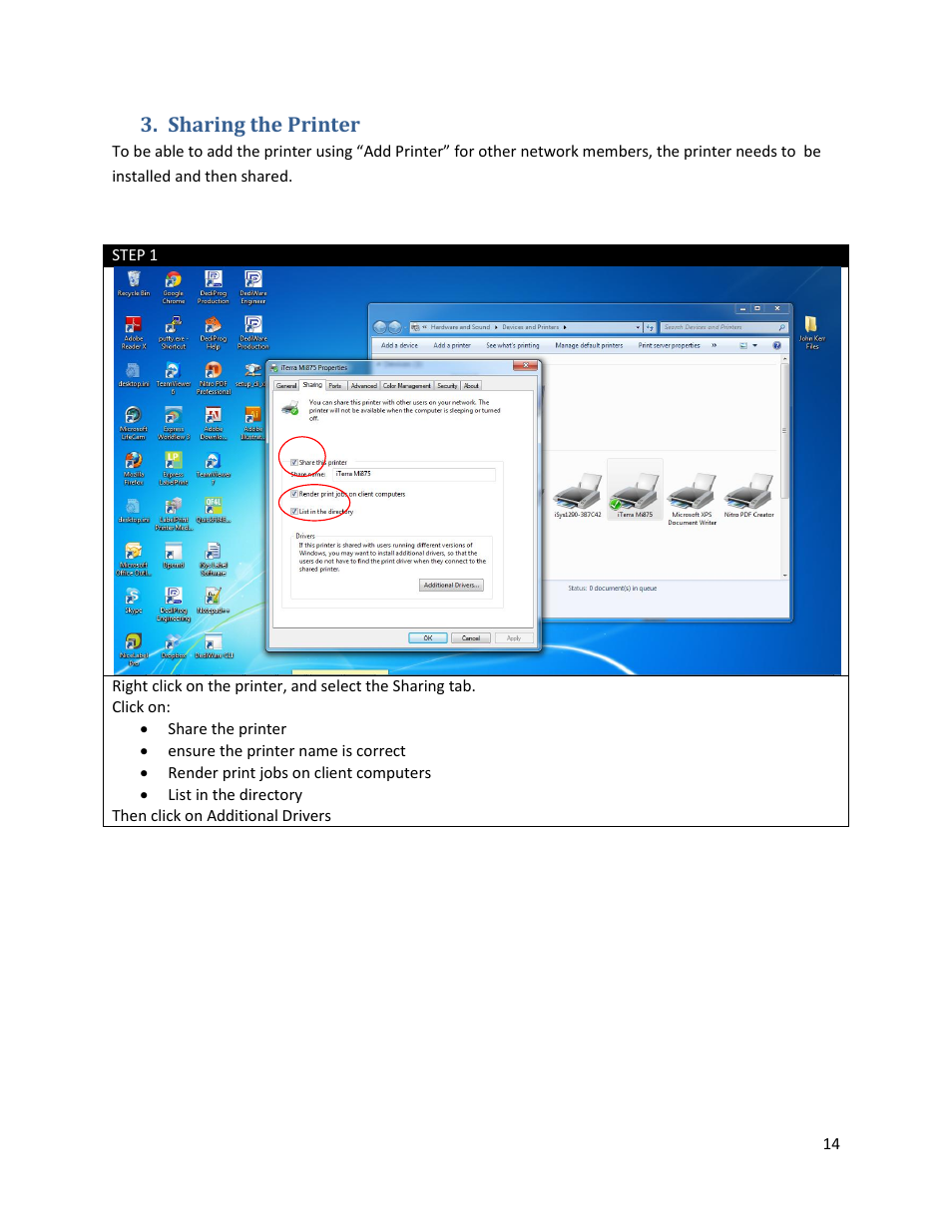 Sharing the printer | iSys Iterra Mi875 User Manual | Page 14 / 22