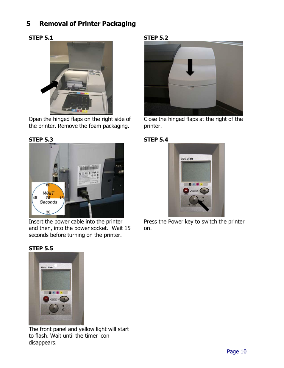 5 removal of printer packaging | iSys iTerra IJ1800 User Manual | Page 10 / 50