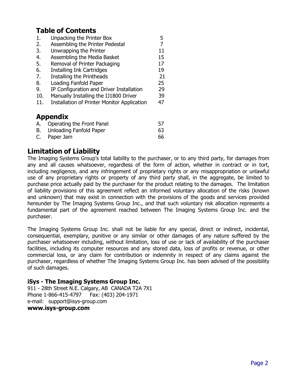 iSys iTerra IJ1800 User Manual | Page 2 / 50
