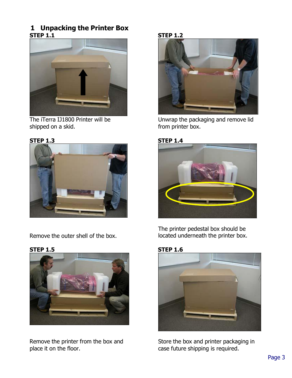 1 unpacking the printer box | iSys iTerra IJ1800 User Manual | Page 3 / 50