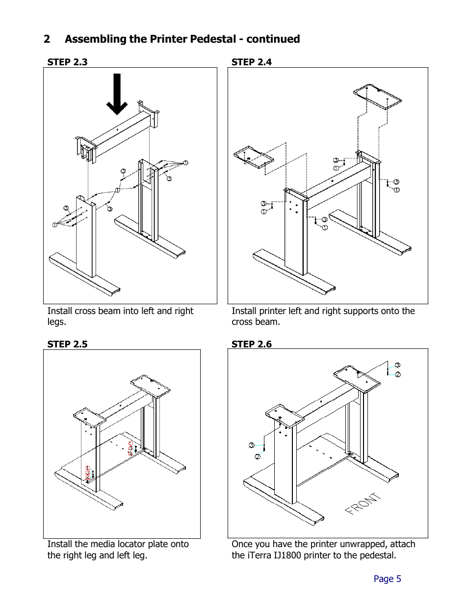 2 assembling the printer pedestal - continued | iSys iTerra IJ1800 User Manual | Page 5 / 50