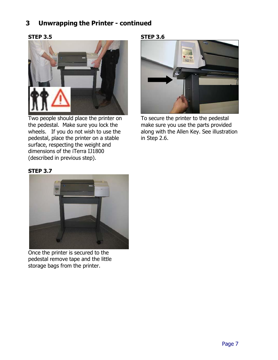 3 unwrapping the printer - continued | iSys iTerra IJ1800 User Manual | Page 7 / 50
