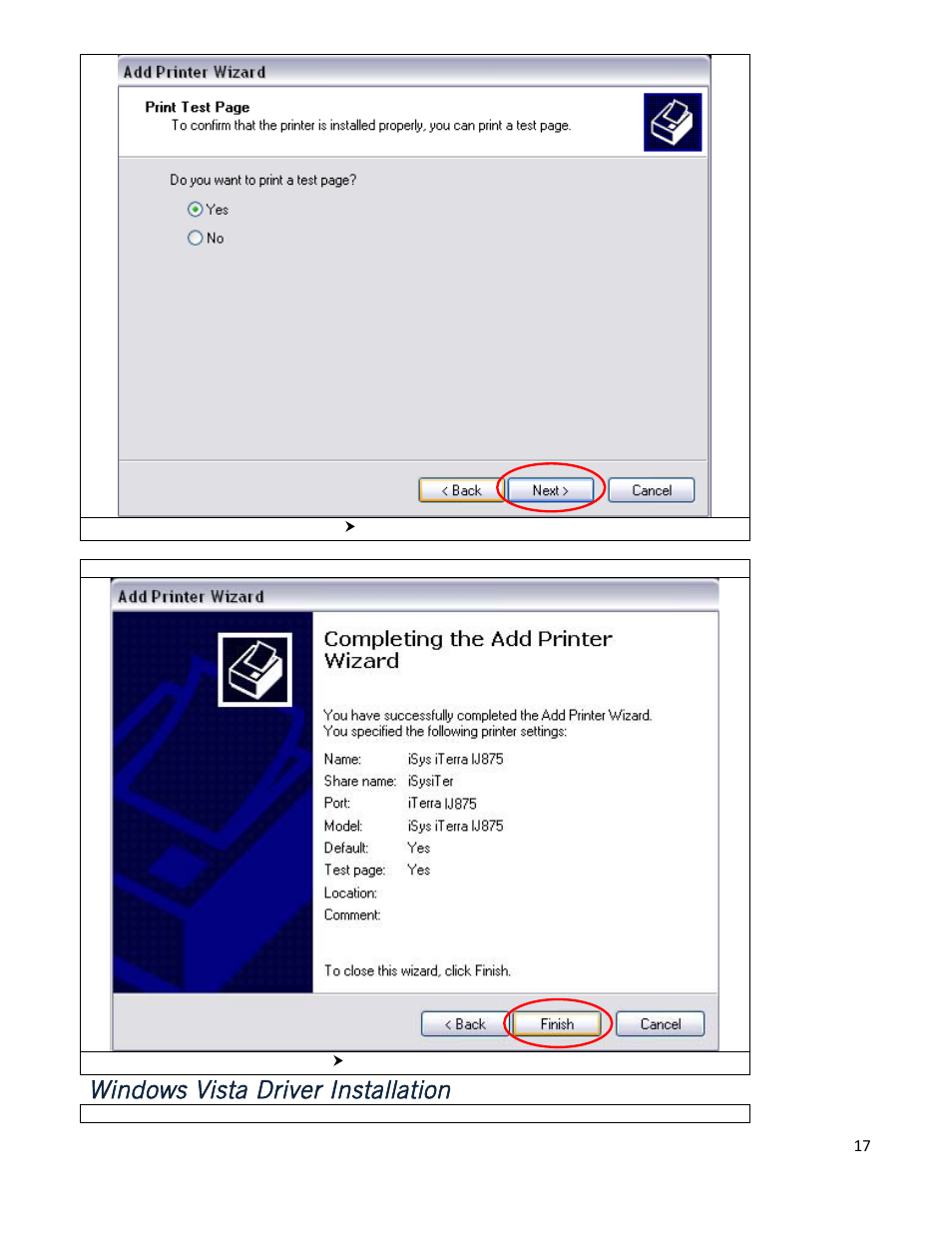 Windows vista driver installation | iSys iTerra IJ875 User Manual | Page 17 / 51