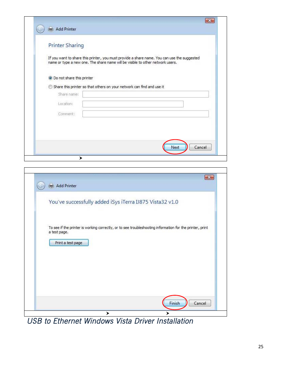 Usb to ethernet windows vista driver installation | iSys iTerra IJ875 User Manual | Page 25 / 51