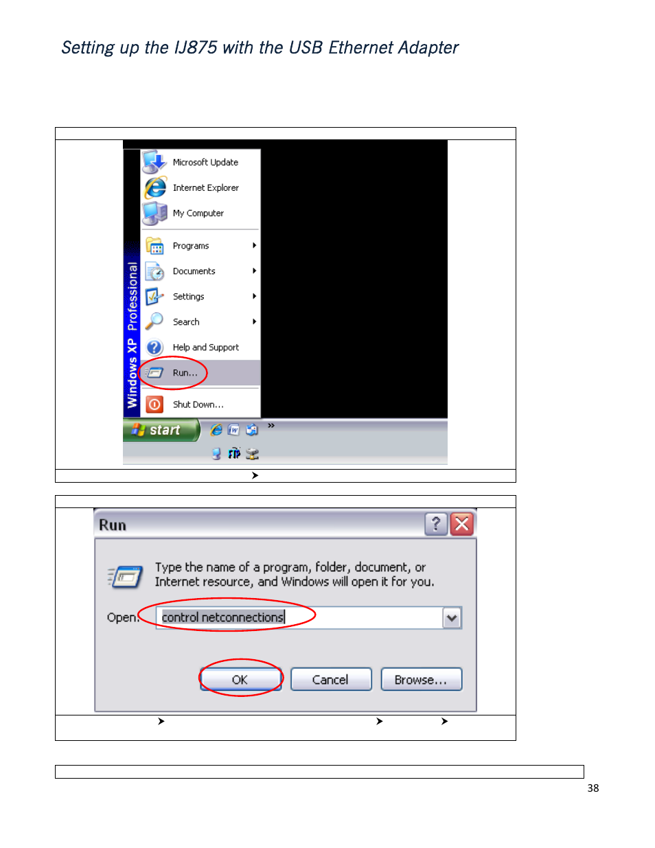 Setting up the ij875 with the usb ethernet adapter | iSys iTerra IJ875 User Manual | Page 38 / 51