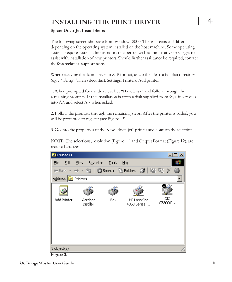 Installing the print driver | iSys i36 User Manual | Page 10 / 30