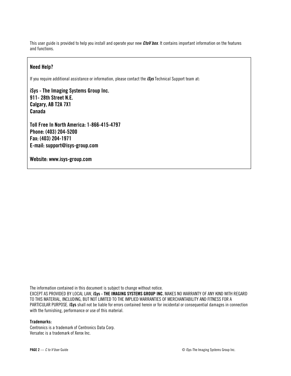 iSys C to V User Manual | Page 2 / 12