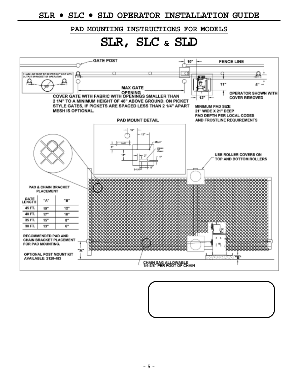 Slr, slc, Slr • slc • sld operator installation guide | OSCO MG0-20 User Manual | Page 5 / 40